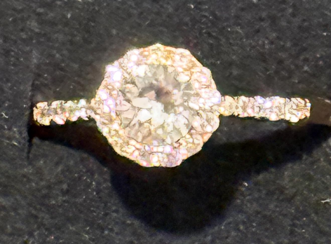 Diamond Halo Engagement Ring, Yellow Gold, Round Center Stone with Pave Band