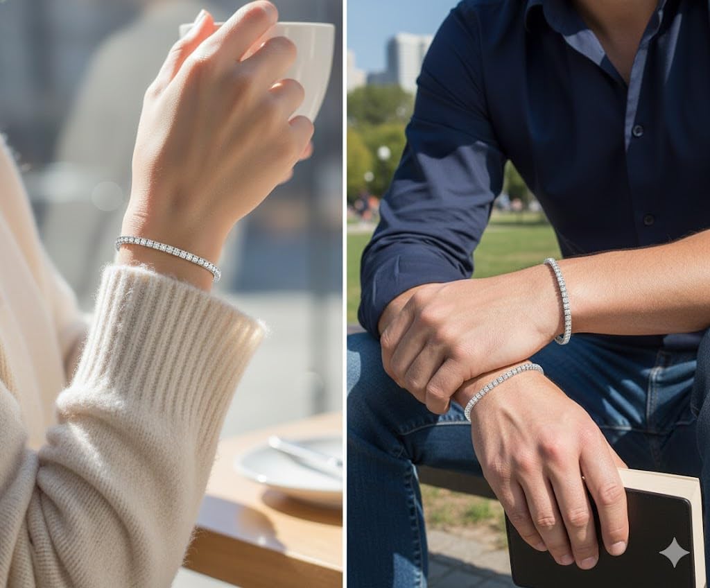 Mink and Bling Moissanite Diamond Tennis Bracelet, 925 Sterling Silver, Certified Moissanite Diamonds, Hypoallergenic, Tarnish-Resistant, Includes Certificate of Authenticity. Elegant Jewelry Box included.