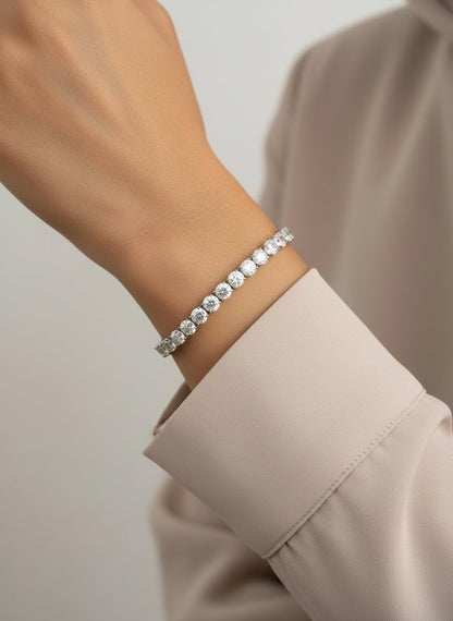 Pulsera de tenis de plata de ley con diamantes de moissanita, plata 925, certificada auténtica, hipoalergénica, 10,1 unidades
