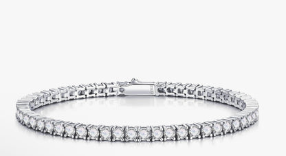 Christmas Gift for Him / Her – Unisex Moissanite Diamond  Bracelet 925 Sterling Silver, Lab Certificate Included